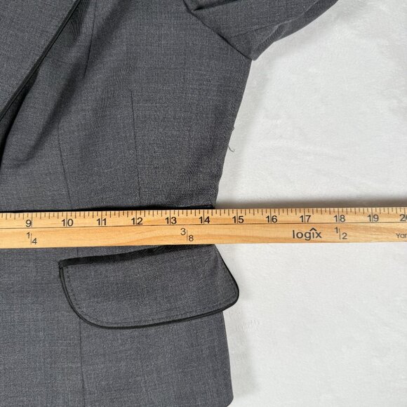 Bebe Blazer Women Size 6 Gray Wool Blend One-Button Office Jacket Lined EUC - Picture 4 of 12